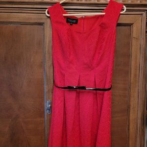 Red Lace Dress with Bow Tie Belt